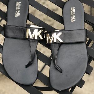 Michael Kors Black Flip Flop Leather